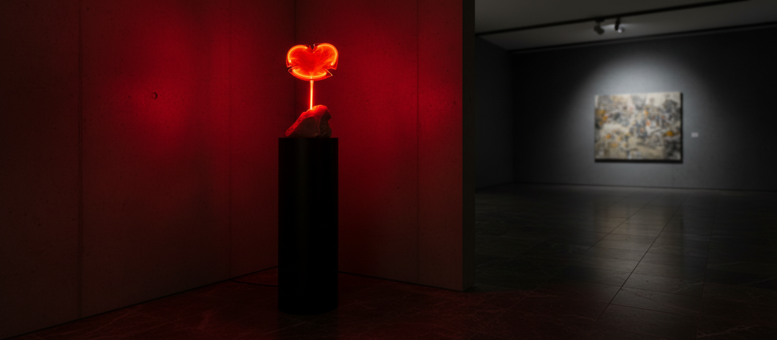 neon bloem in galerie